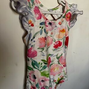 Cheeky Plum Floral Bodysuit with Ruffle Sleeves size 6